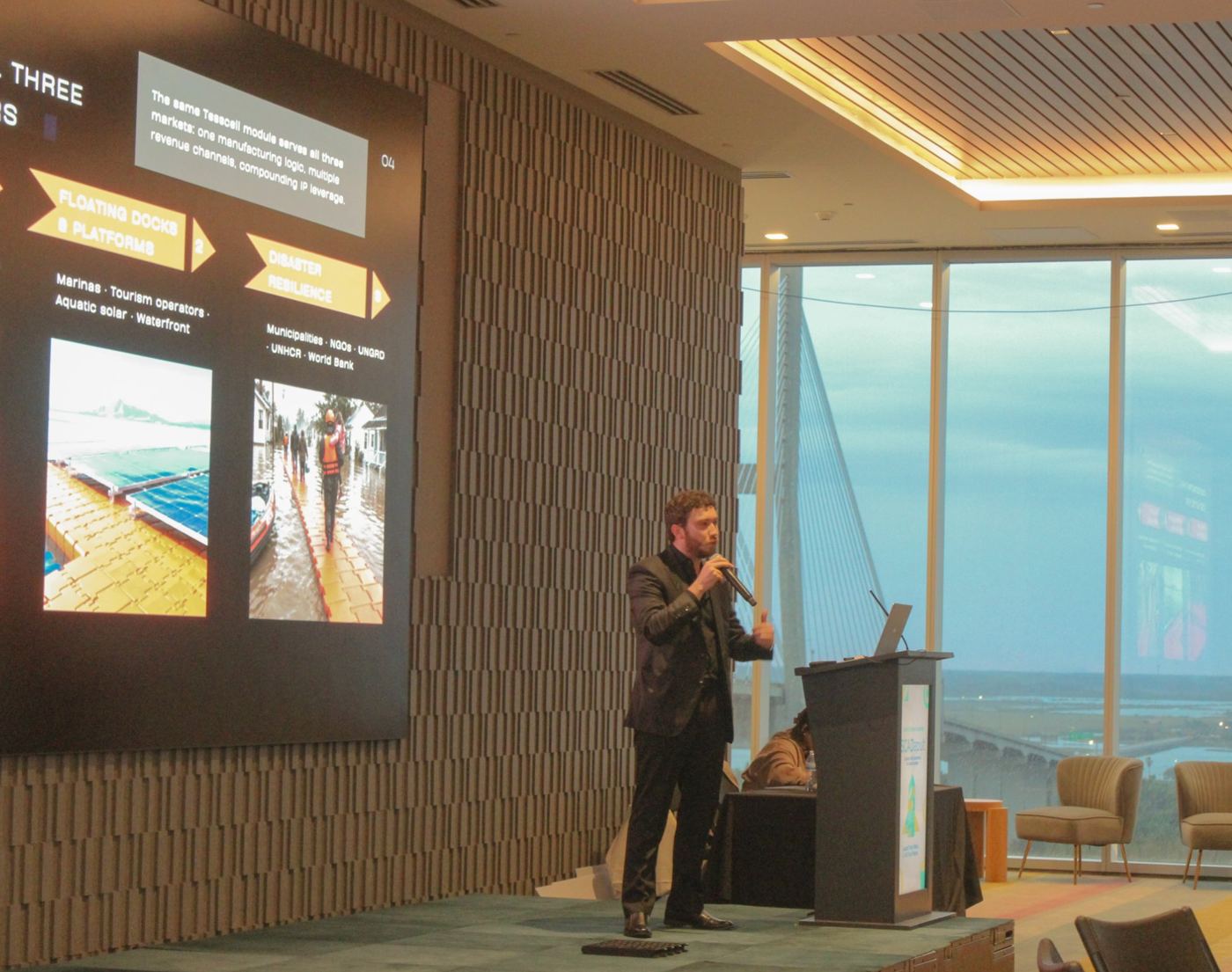 Miguel Beltrán presenting Tessembly on stage at SCADapult 2026
